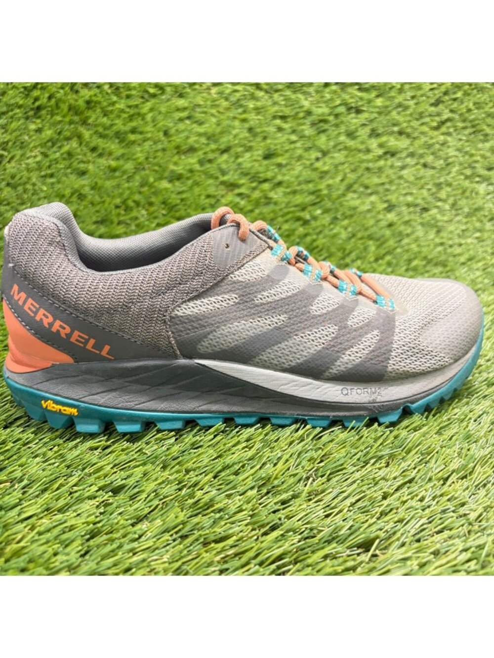 Merrell Antora 2 Qform2 Womens Size 8 Gray Orange Trail Running Shoes Sneakers